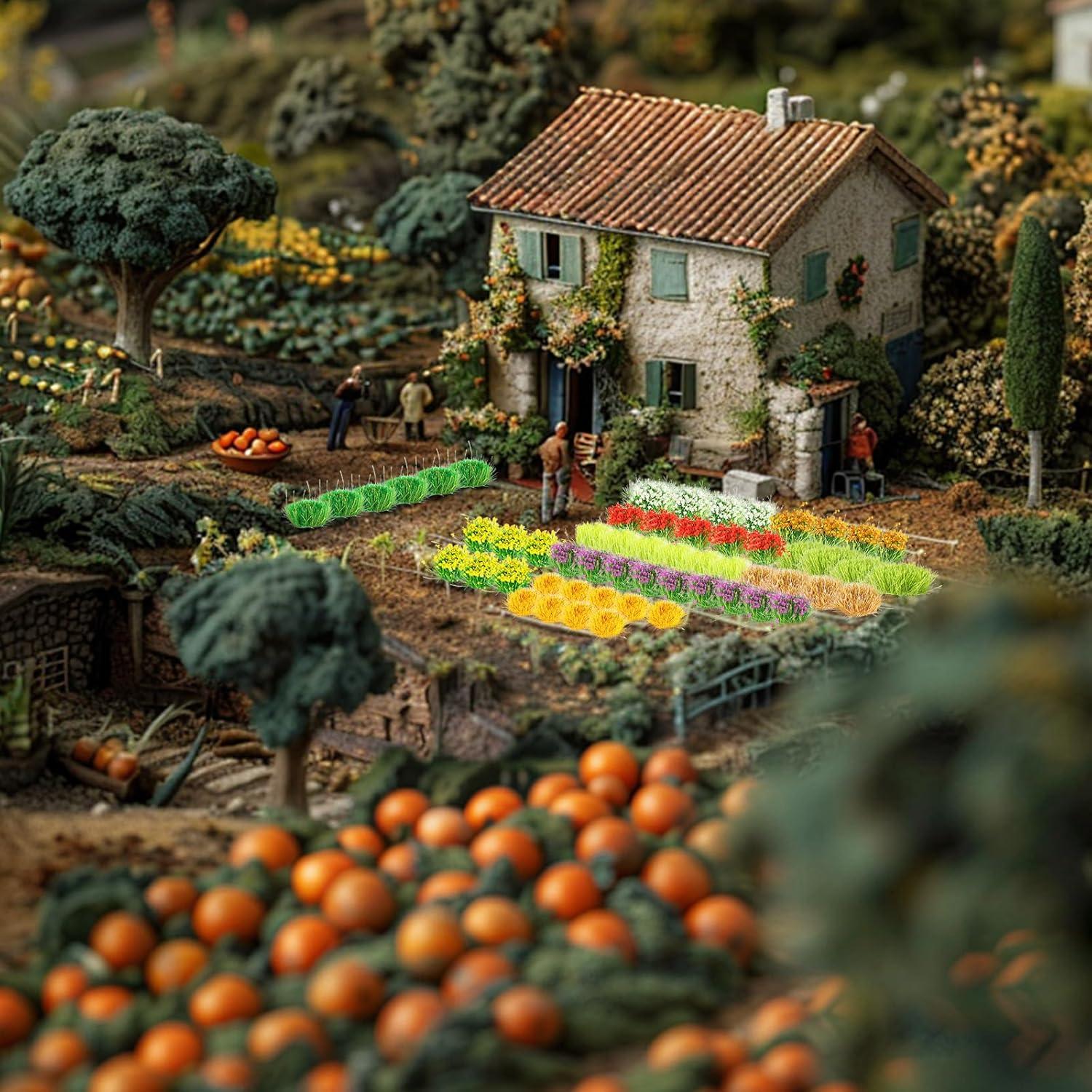 140 Piezas Grupos de Flores Miniatura Spriplant para Dioramas