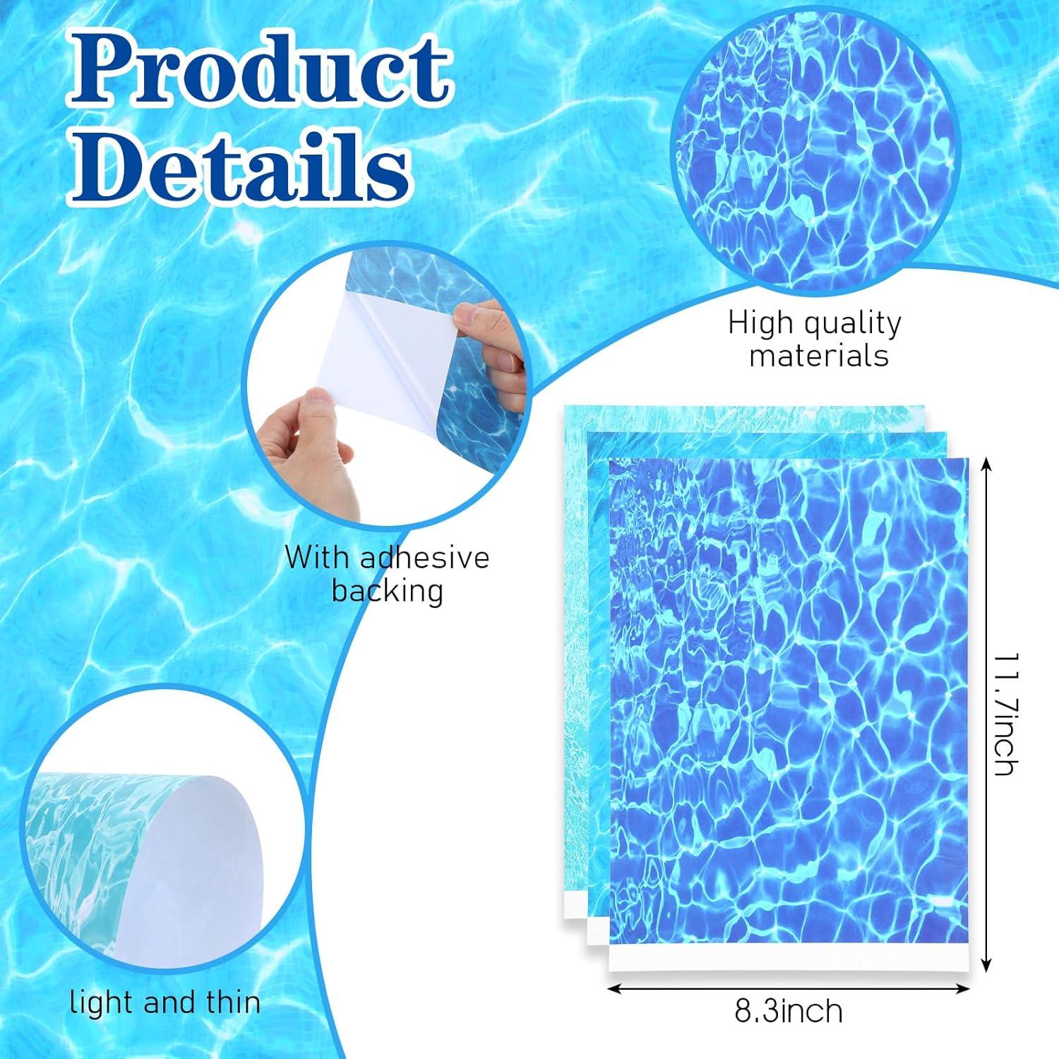 Calcomanías de Agua Ripple Telooco 6 Pcs 29.7x21 cm Azul