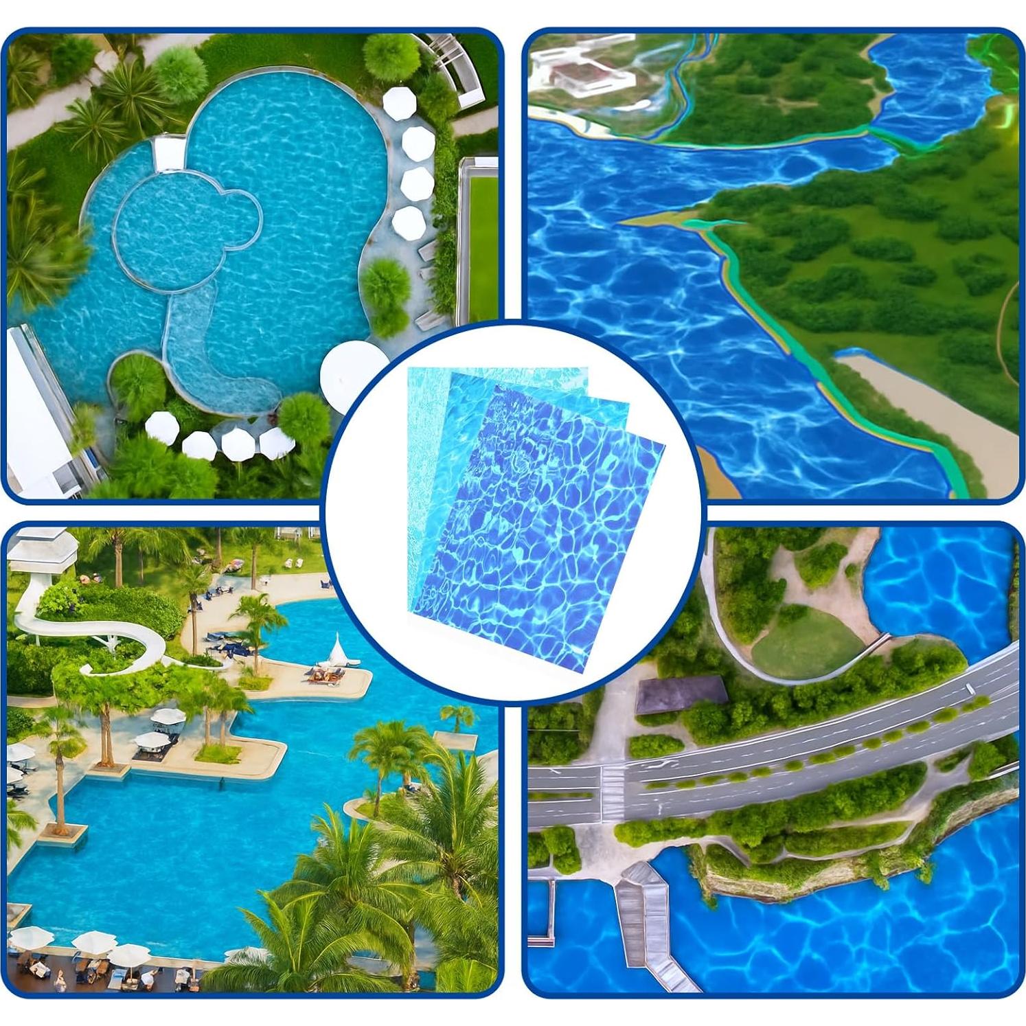 Calcomanías de Agua Ripple Telooco 6 Pcs 29.7x21 cm Azul