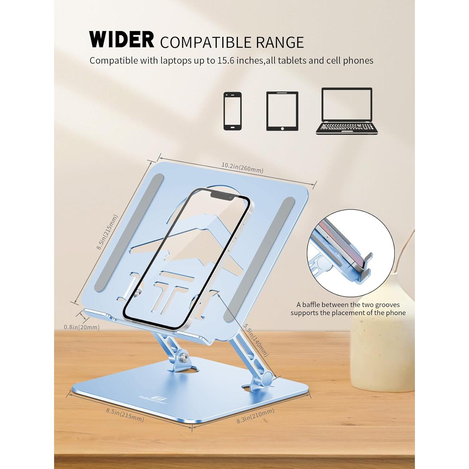 Soporte para Laptop ToBeoneer Ajustable Plegable 39.6 cm Azul