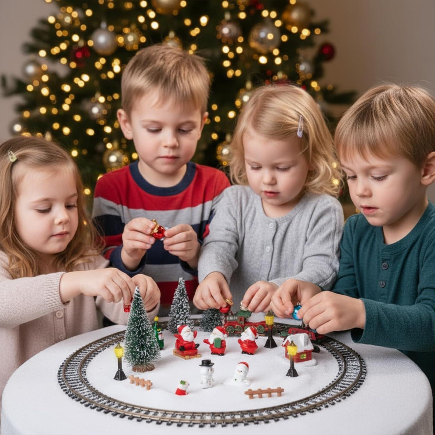 Soulchen 18 Piezas Accesorios de Escena de Tren Navidad