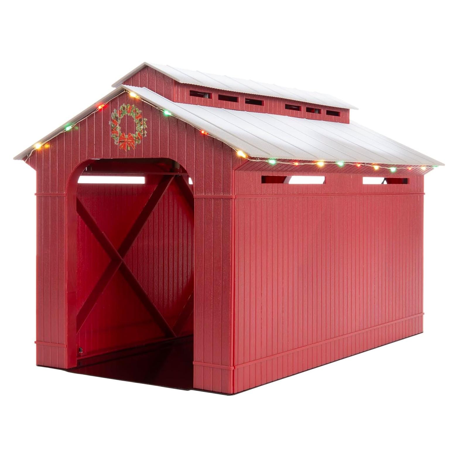 Puente Cubierto de Navidad Iluminado Lionel O Gauge 30.48x18.42cm