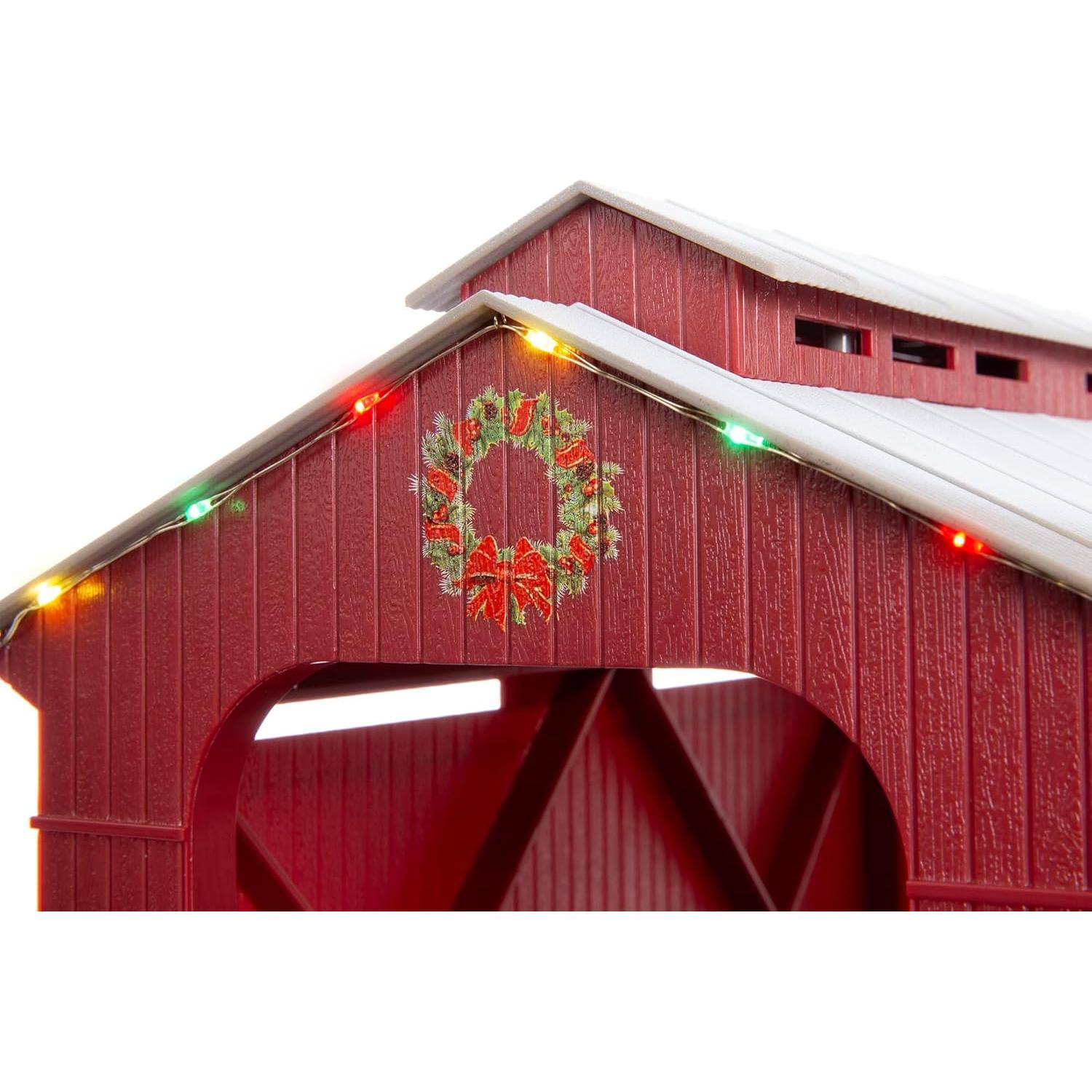 Puente Cubierto de Navidad Iluminado Lionel O Gauge 30.48x18.42cm