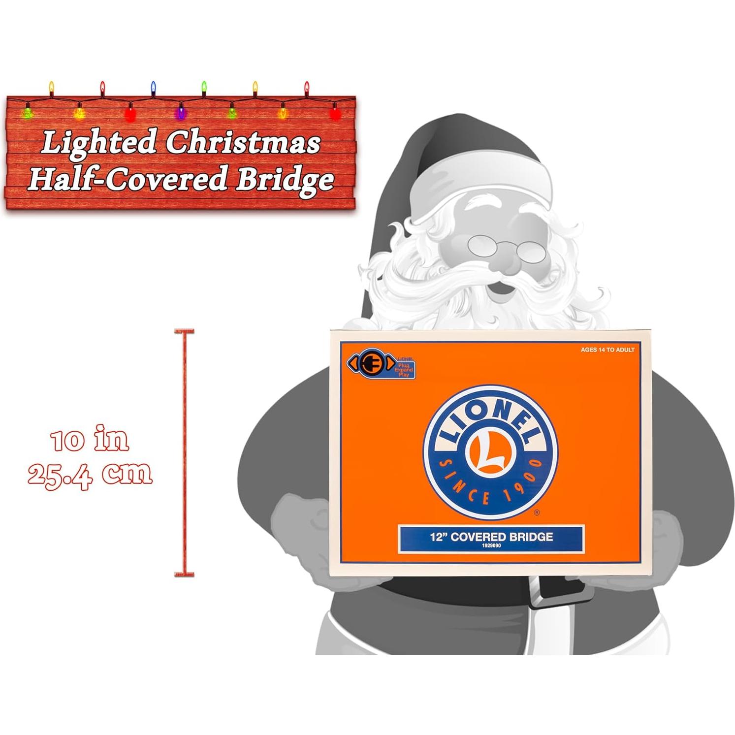 Puente Cubierto de Navidad Iluminado Lionel O Gauge 30.48x18.42cm