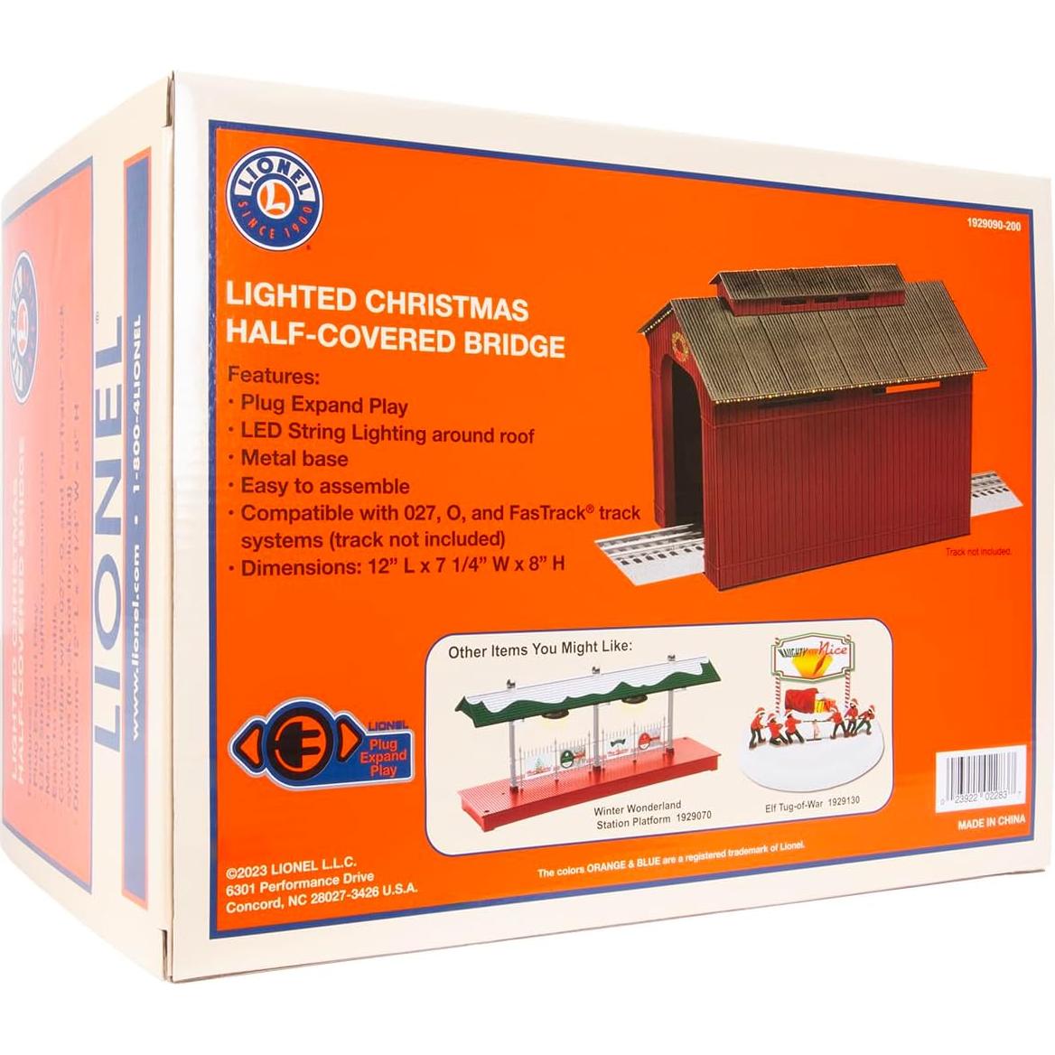 Puente Cubierto de Navidad Iluminado Lionel O Gauge 30.48x18.42cm