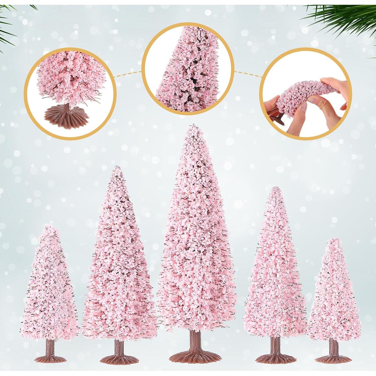 20 Árboles de Modelo de Navidad Skylety 5.5-12 cm Rosa
