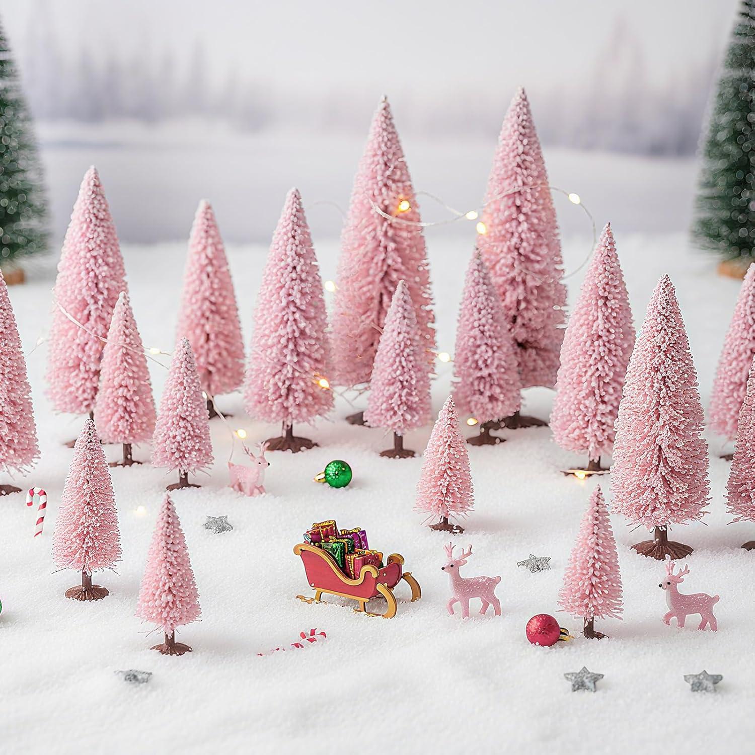 20 Árboles de Modelo de Navidad Skylety 5.5-12 cm Rosa