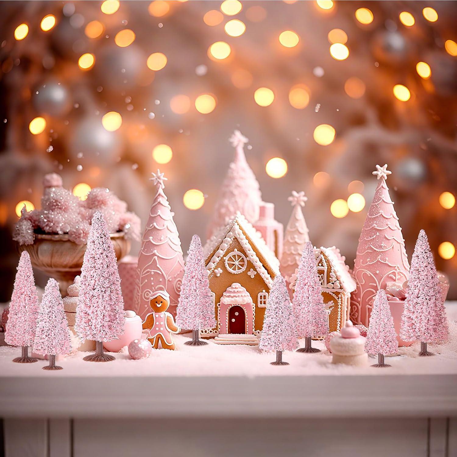 20 Árboles de Modelo de Navidad Skylety 5.5-12 cm Rosa
