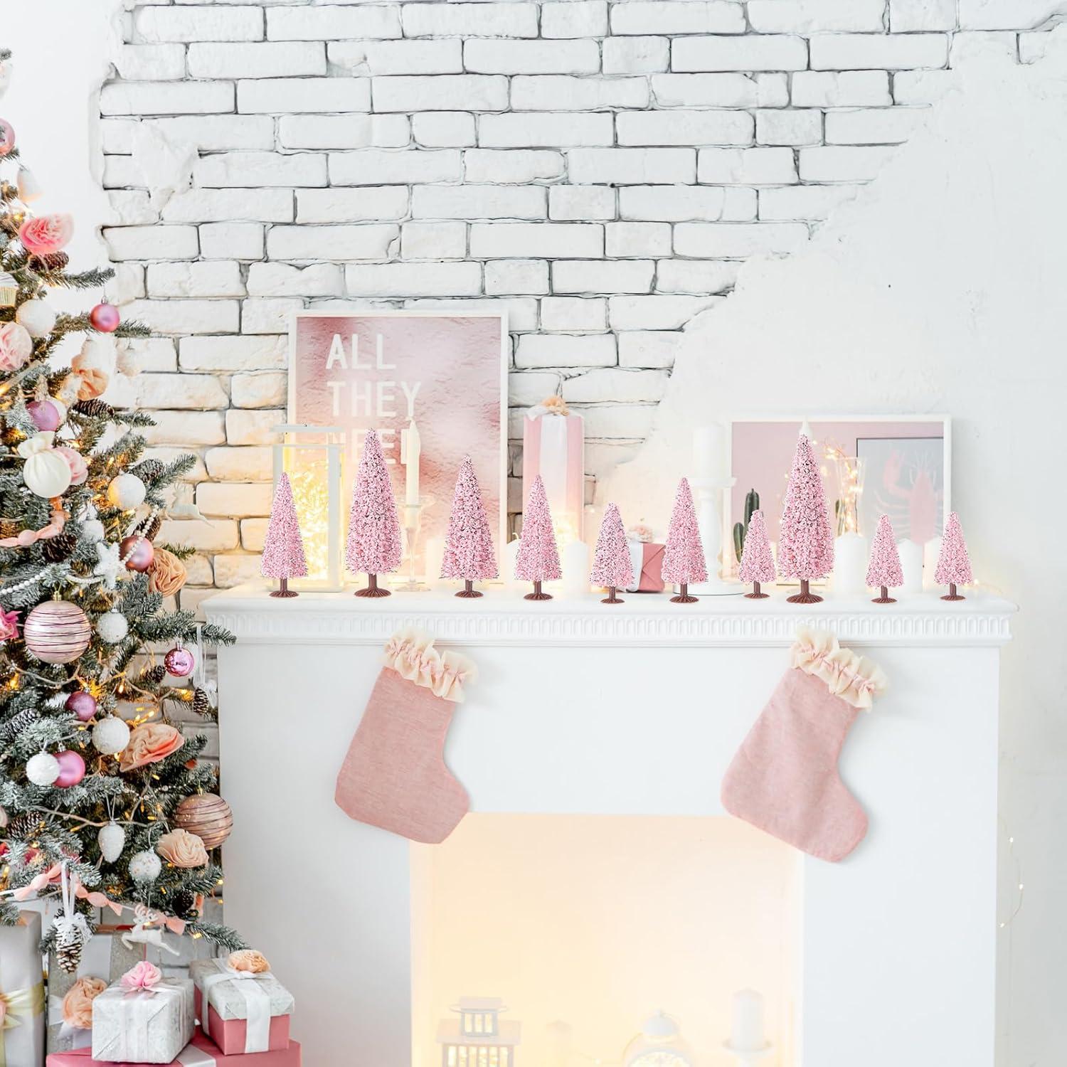 20 Árboles de Modelo de Navidad Skylety 5.5-12 cm Rosa