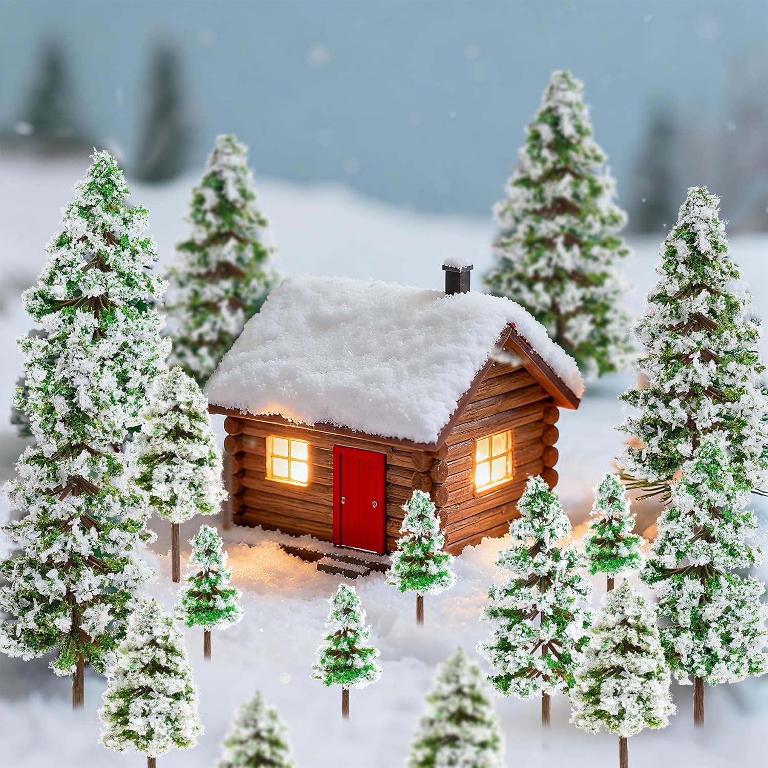 28 Mini Árboles de Navidad Jiebor para Dioramas y Manualidades