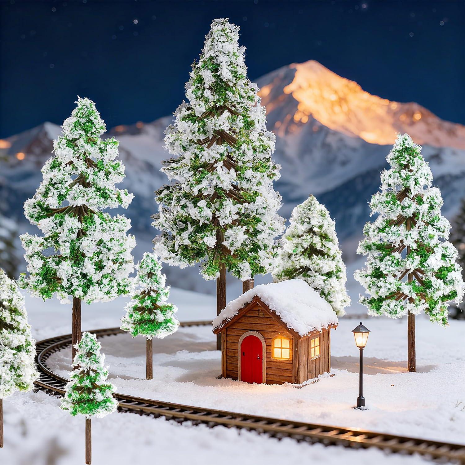 28 Mini Árboles de Navidad Jiebor para Dioramas y Manualidades