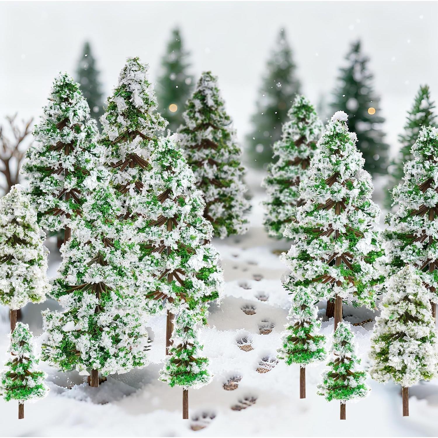28 Mini Árboles de Navidad Jiebor para Dioramas y Manualidades