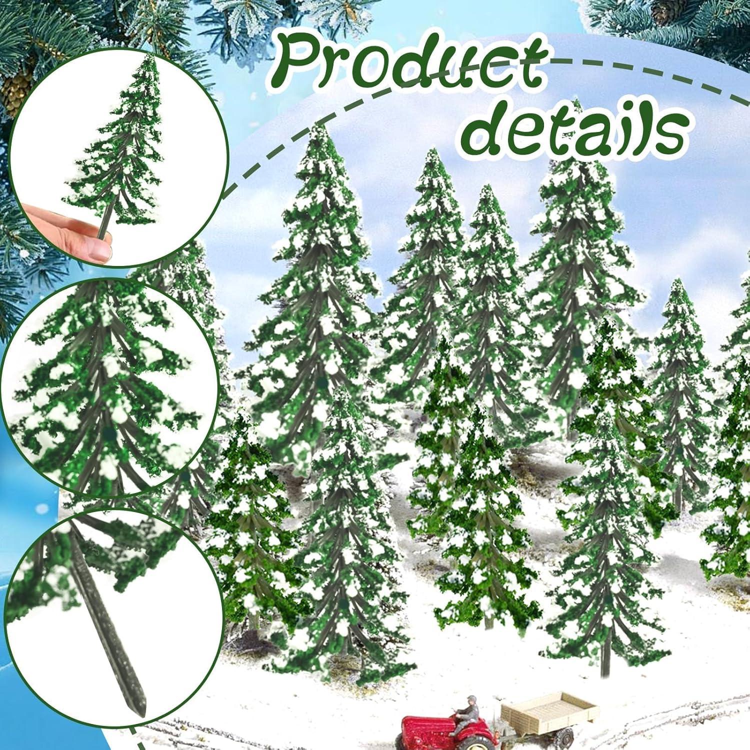 22 Árboles de Modelo Mixto Warmtree - Mini Pinos Nevados 5-15 cm