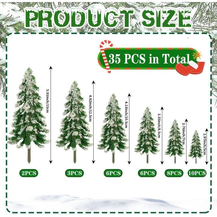 35 Árboles de Navidad Miniatura FOIMAS - Decoración Pino Nevado