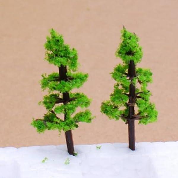 100pcs Árboles Falsos Abeto SHINEOFI 5cm Verde Miniatura