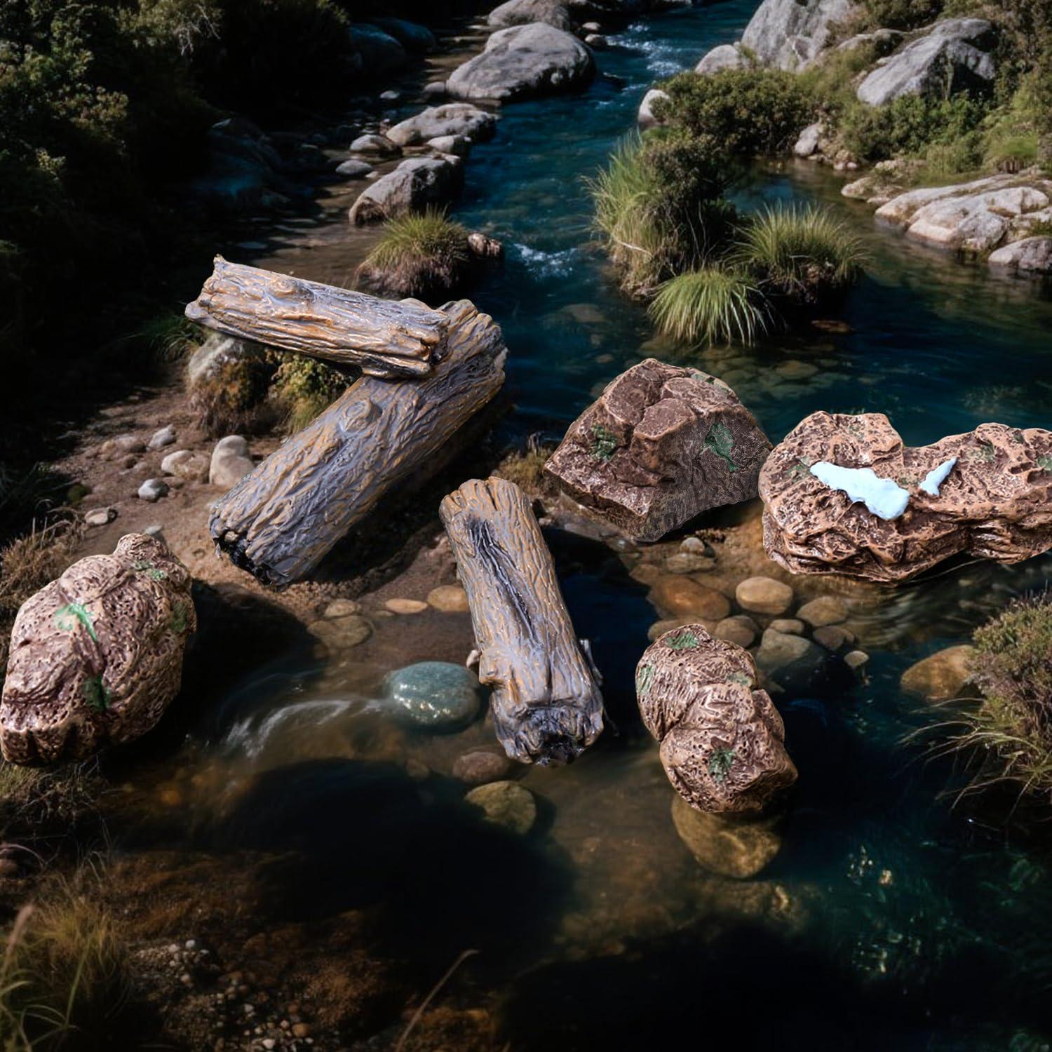 7 Piezas Rocas y Tocones Artificiales Heynsgu para Diorama