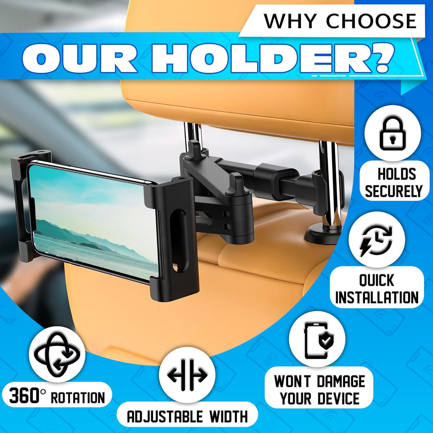 Soporte para Tableta Leglo en Reposacabezas - Ajustable 360°