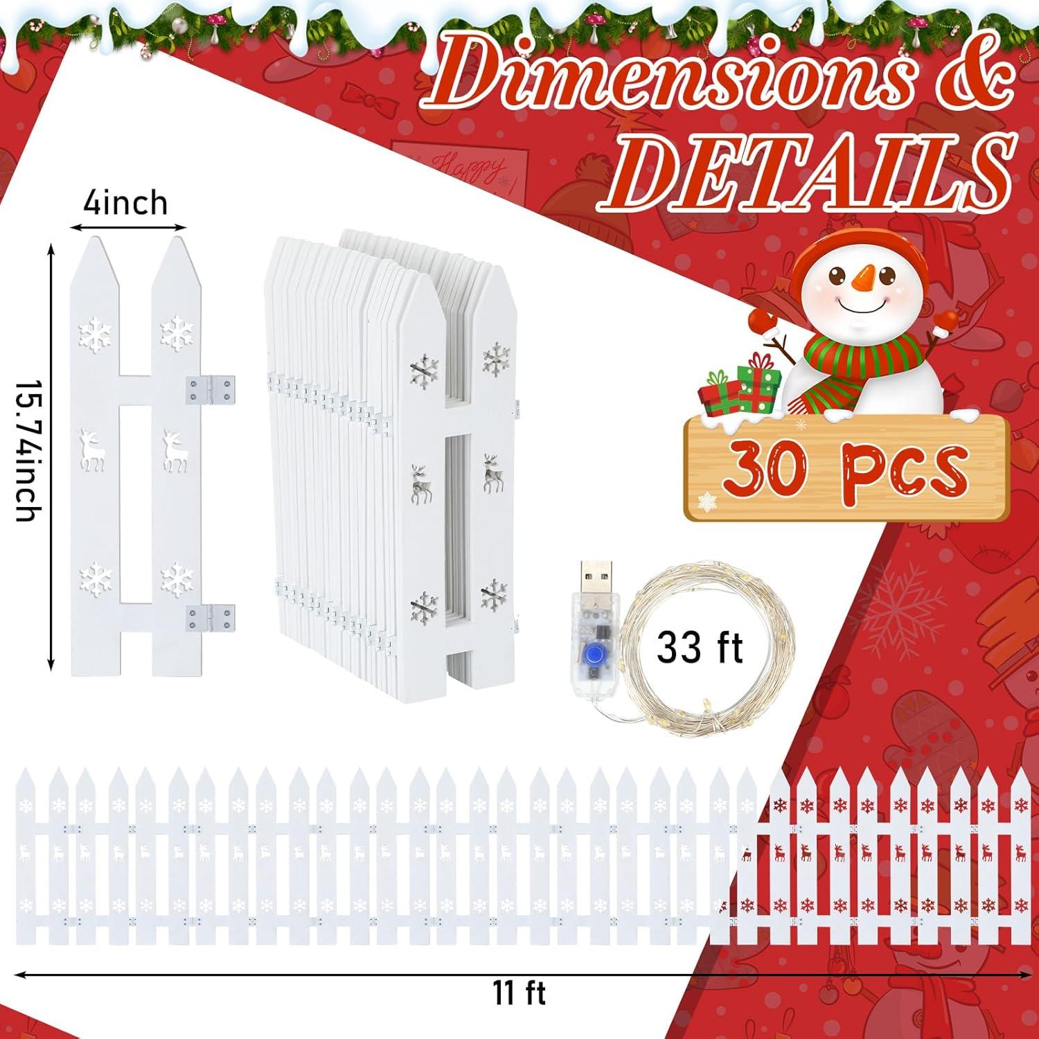 Cerca de Madera para Árbol de Navidad Sasylvia 3.35 m con Luces LED