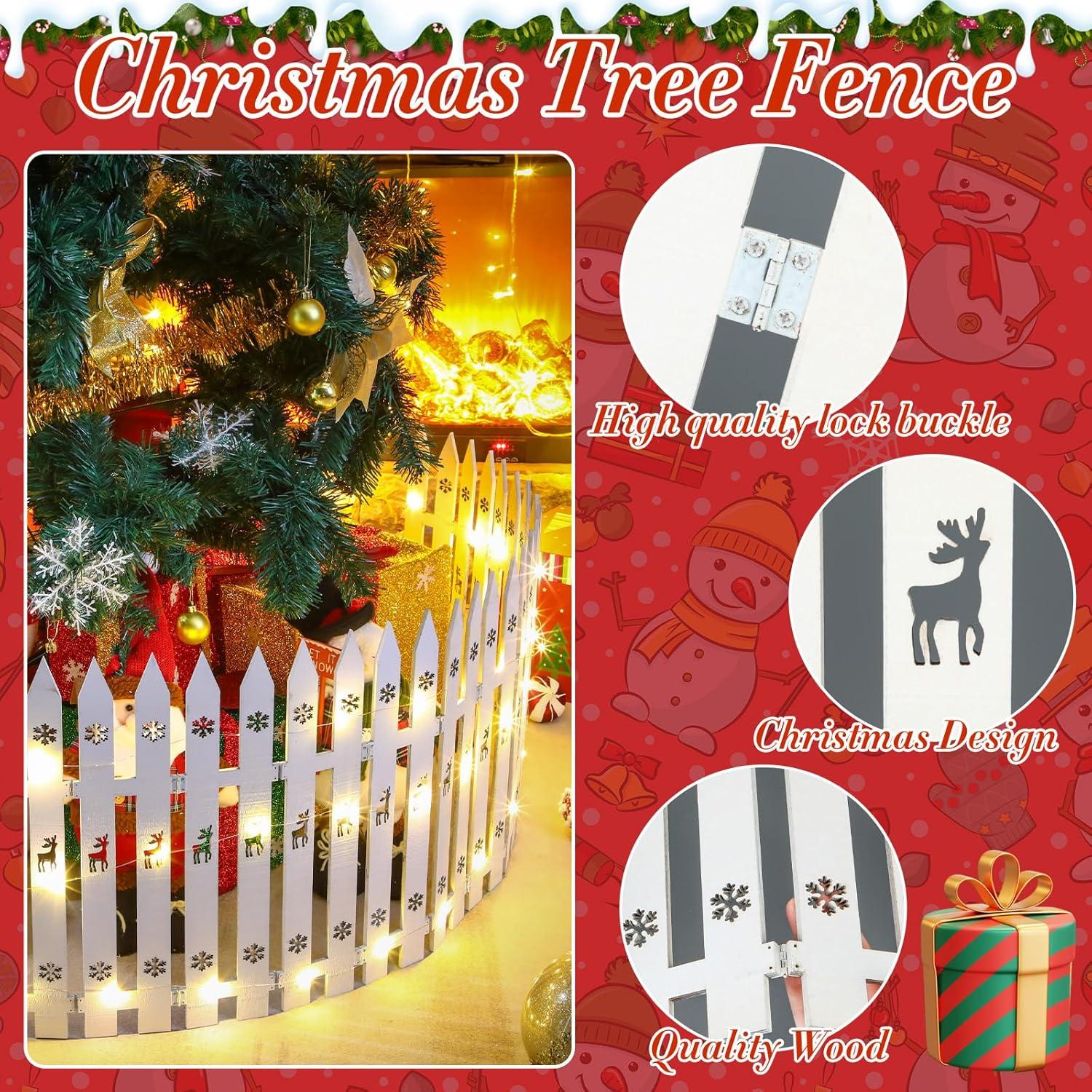 Cerca de Madera para Árbol de Navidad Sasylvia 3.35 m con Luces LED