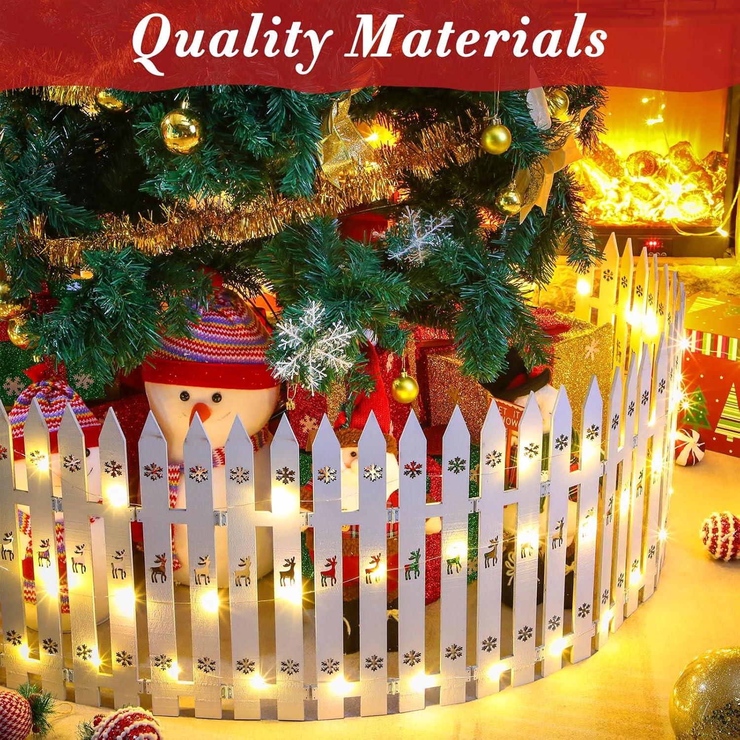 Cerca de Madera para Árbol de Navidad Sasylvia 3.35 m con Luces LED