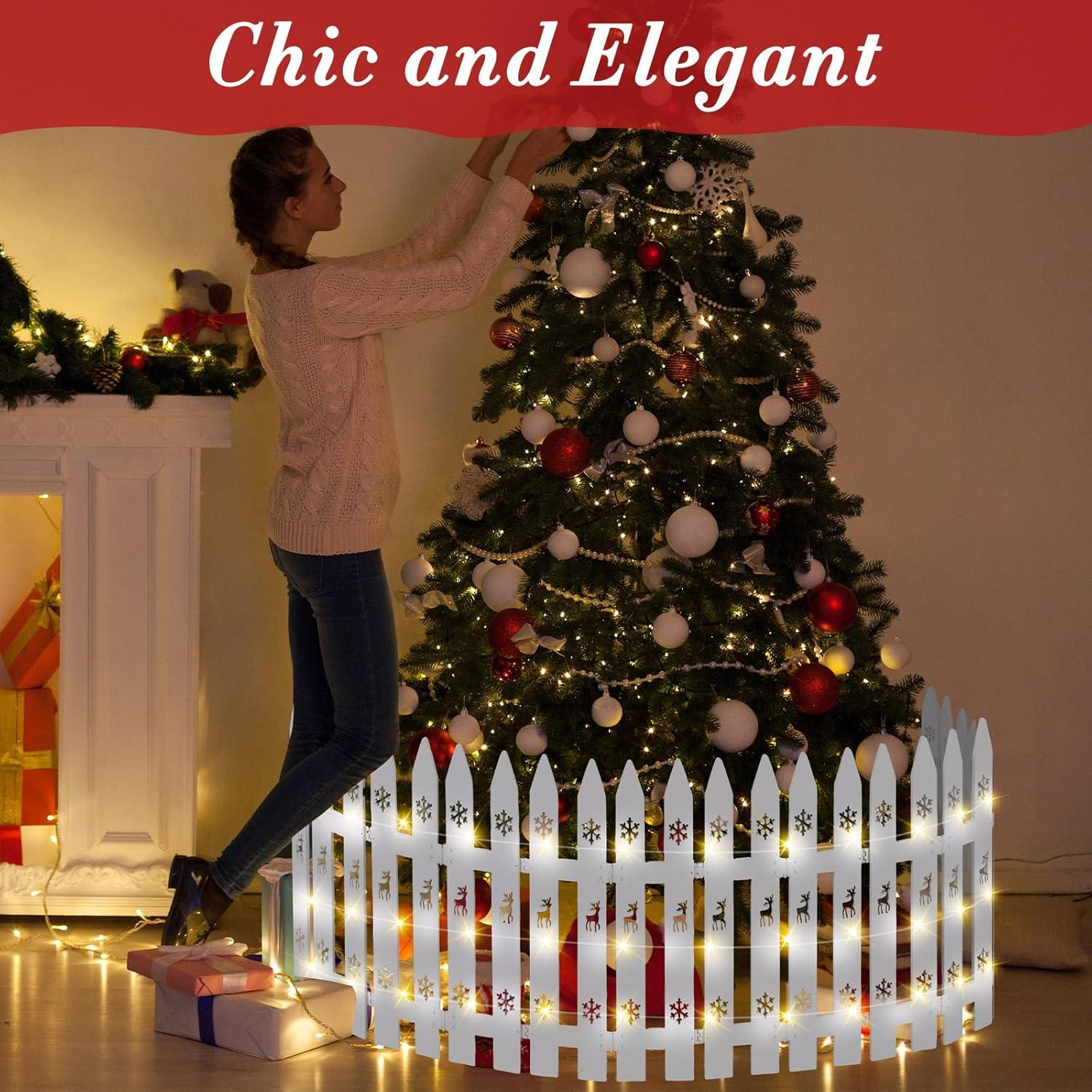 Cerca de Madera para Árbol de Navidad Sasylvia 3.35 m con Luces LED