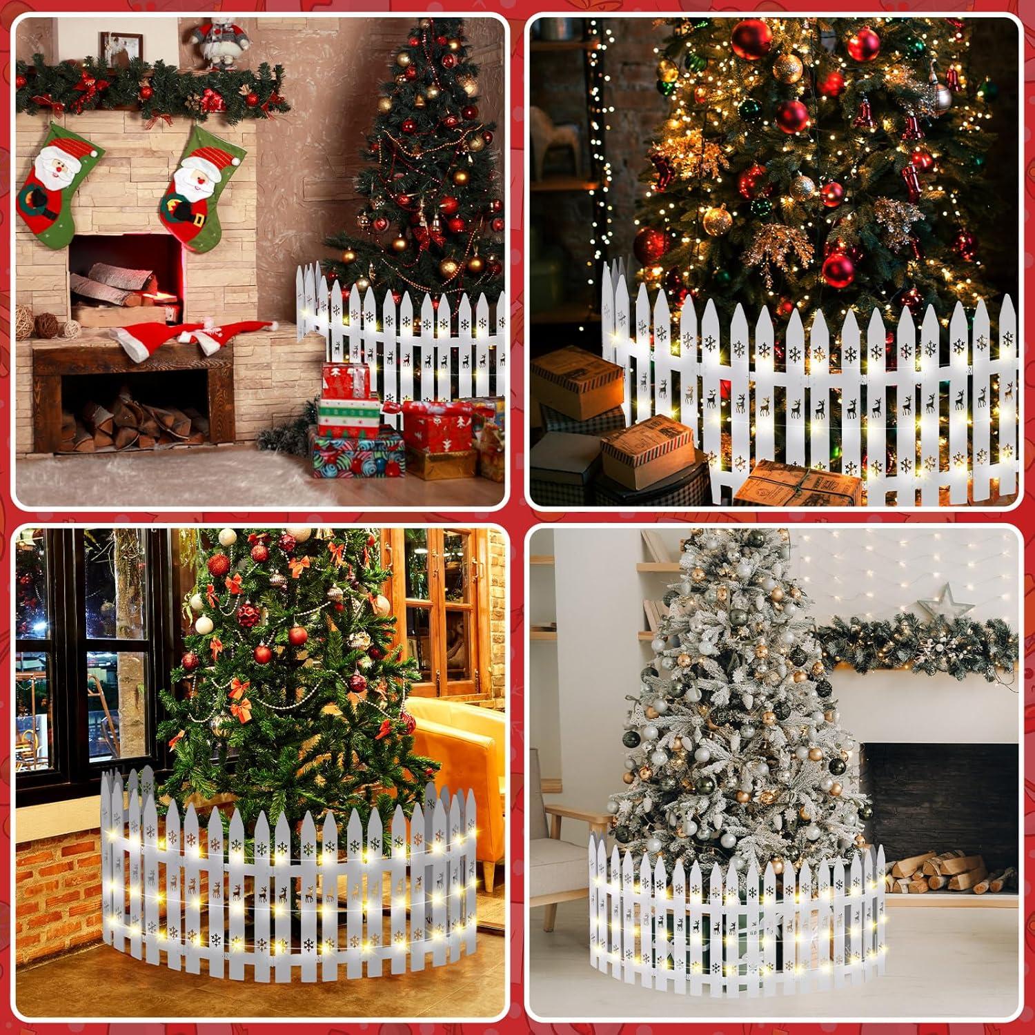 Cerca de Madera para Árbol de Navidad Sasylvia 3.35 m con Luces LED