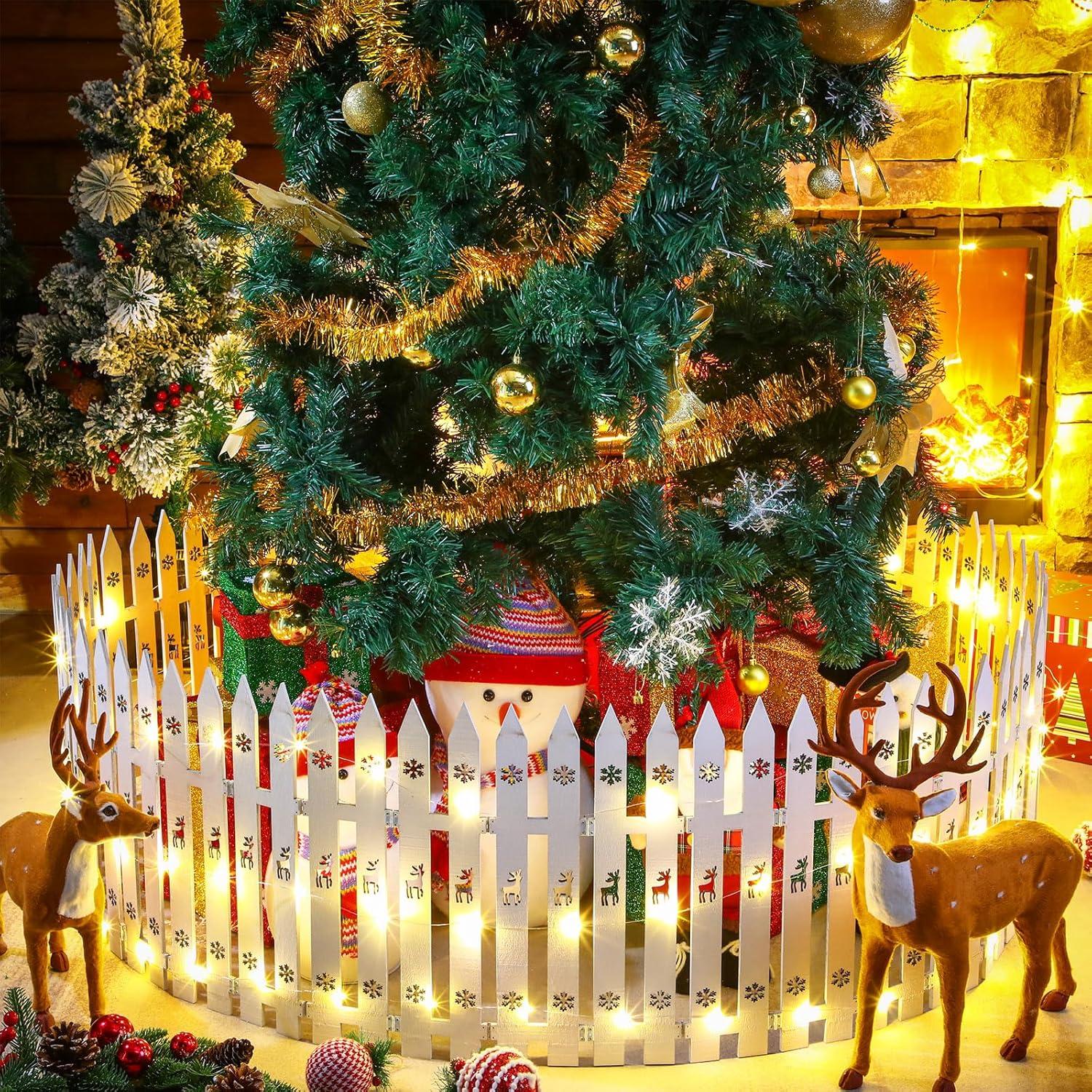 Cerca de Madera para Árbol de Navidad Sasylvia 3.35 m con Luces LED