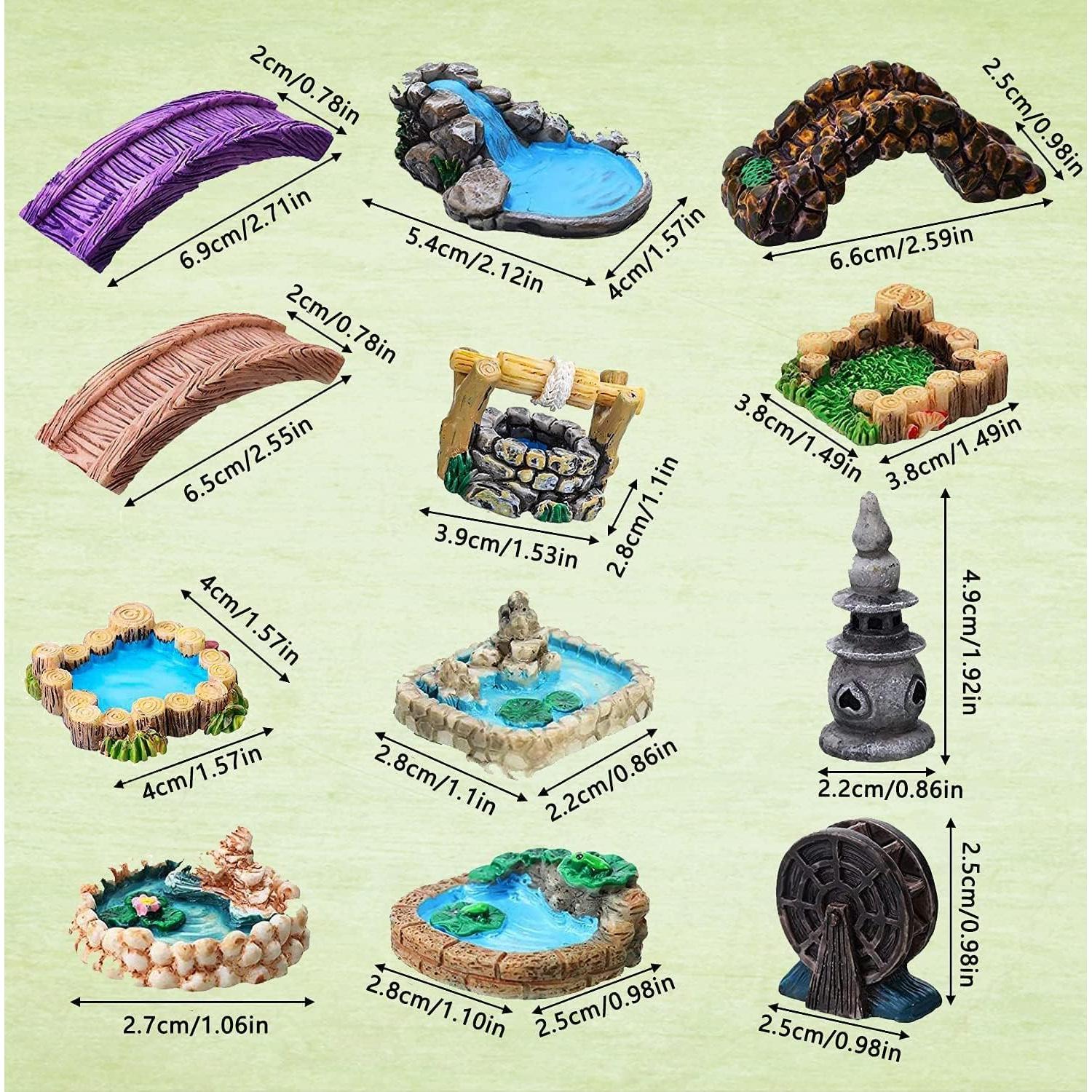 Puente de Tablones Miniatura Jardín de Hadas Resina Marrón