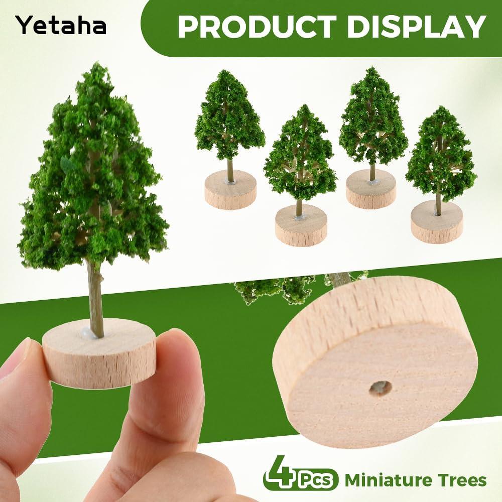 Yetaha 4 Piezas Árboles Miniatura Verde 6x3x3 cm para Dioramas