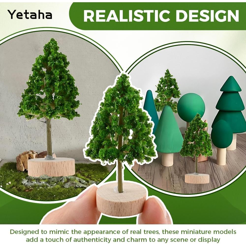 Yetaha 4 Piezas Árboles Miniatura Verde 6x3x3 cm para Dioramas