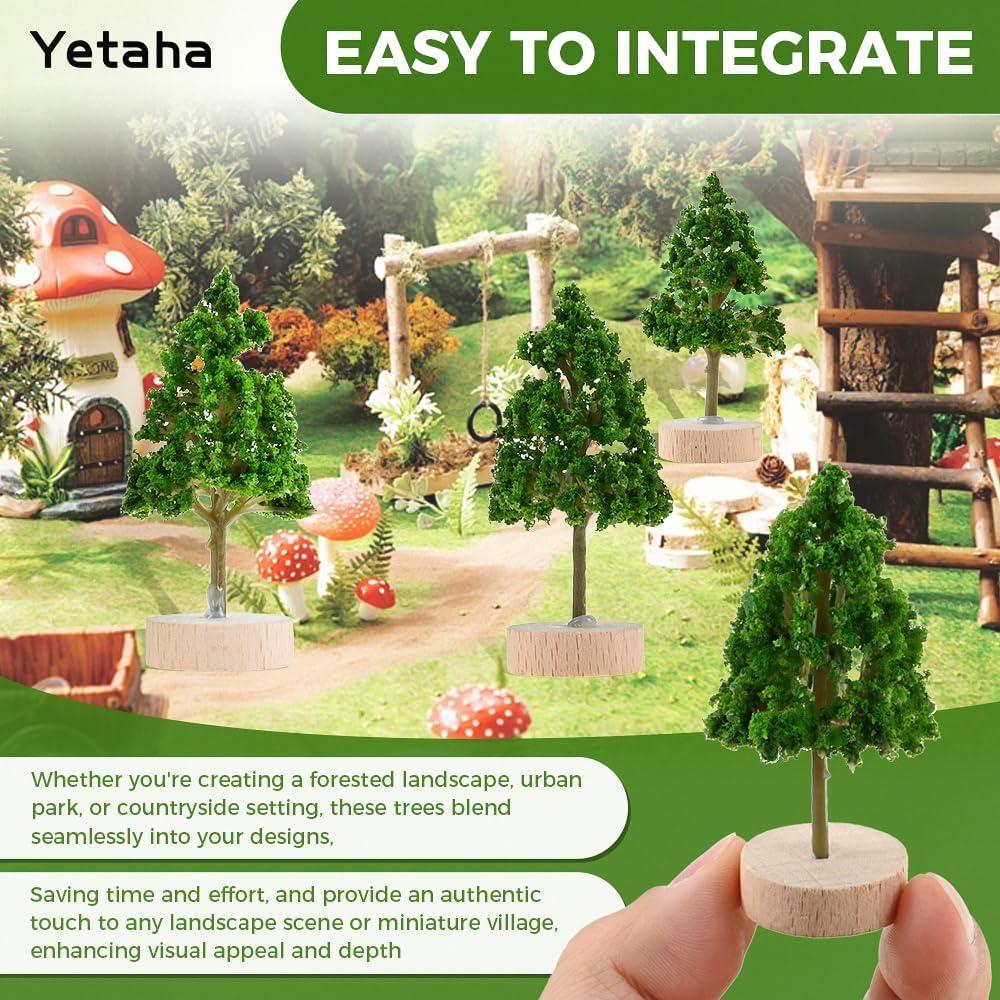 Yetaha 4 Piezas Árboles Miniatura Verde 6x3x3 cm para Dioramas