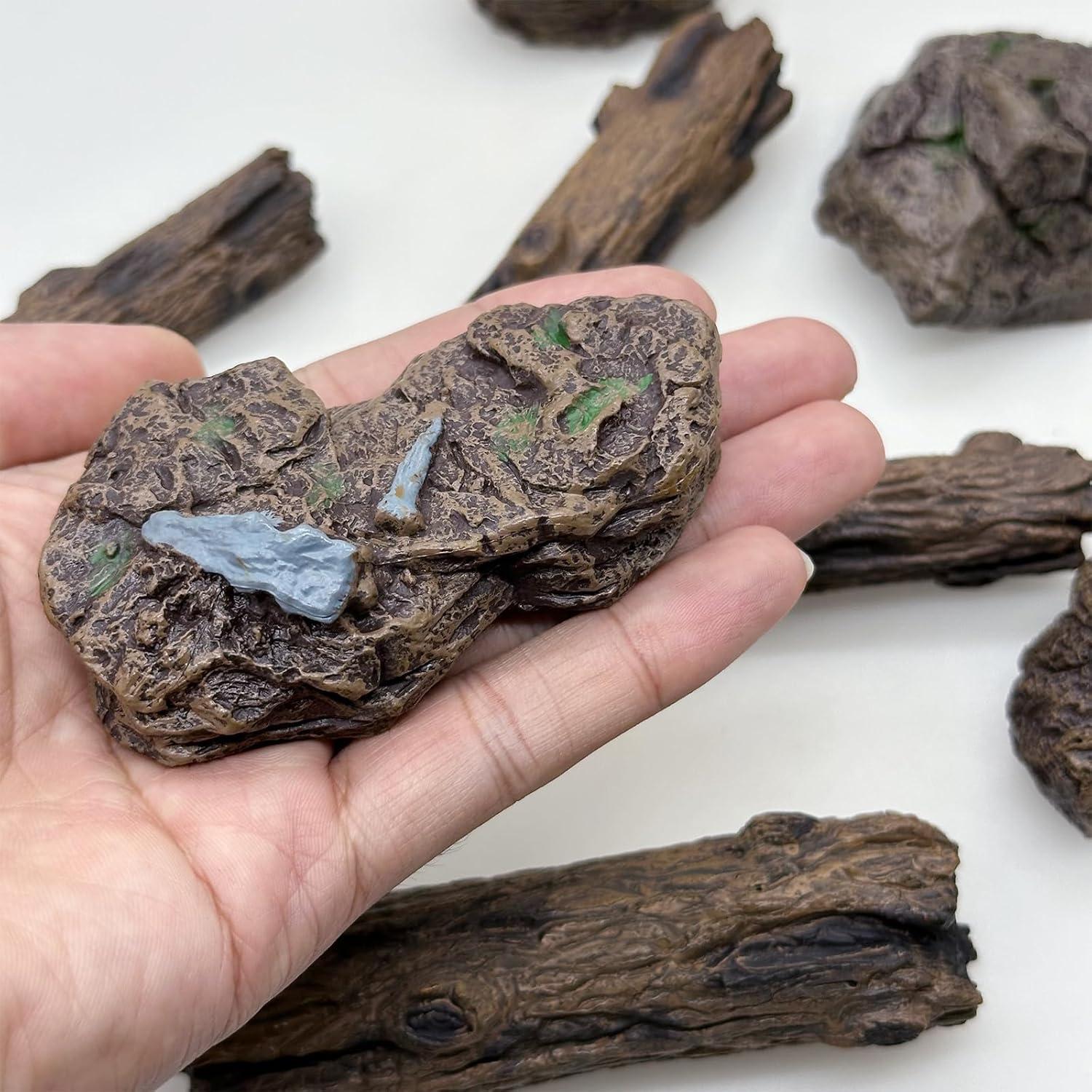 Cayway 8 PCS Ornamentos Miniatura Jardín - Tocones y Piedras