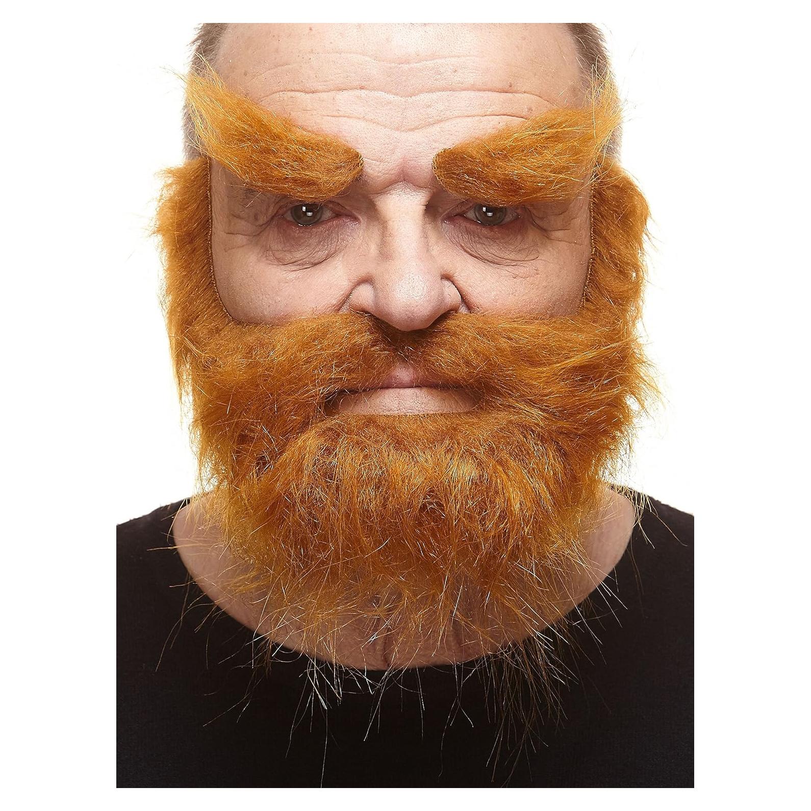 Bigote Autoadhesivo Realista Bigotes Jengibre 40x24cm