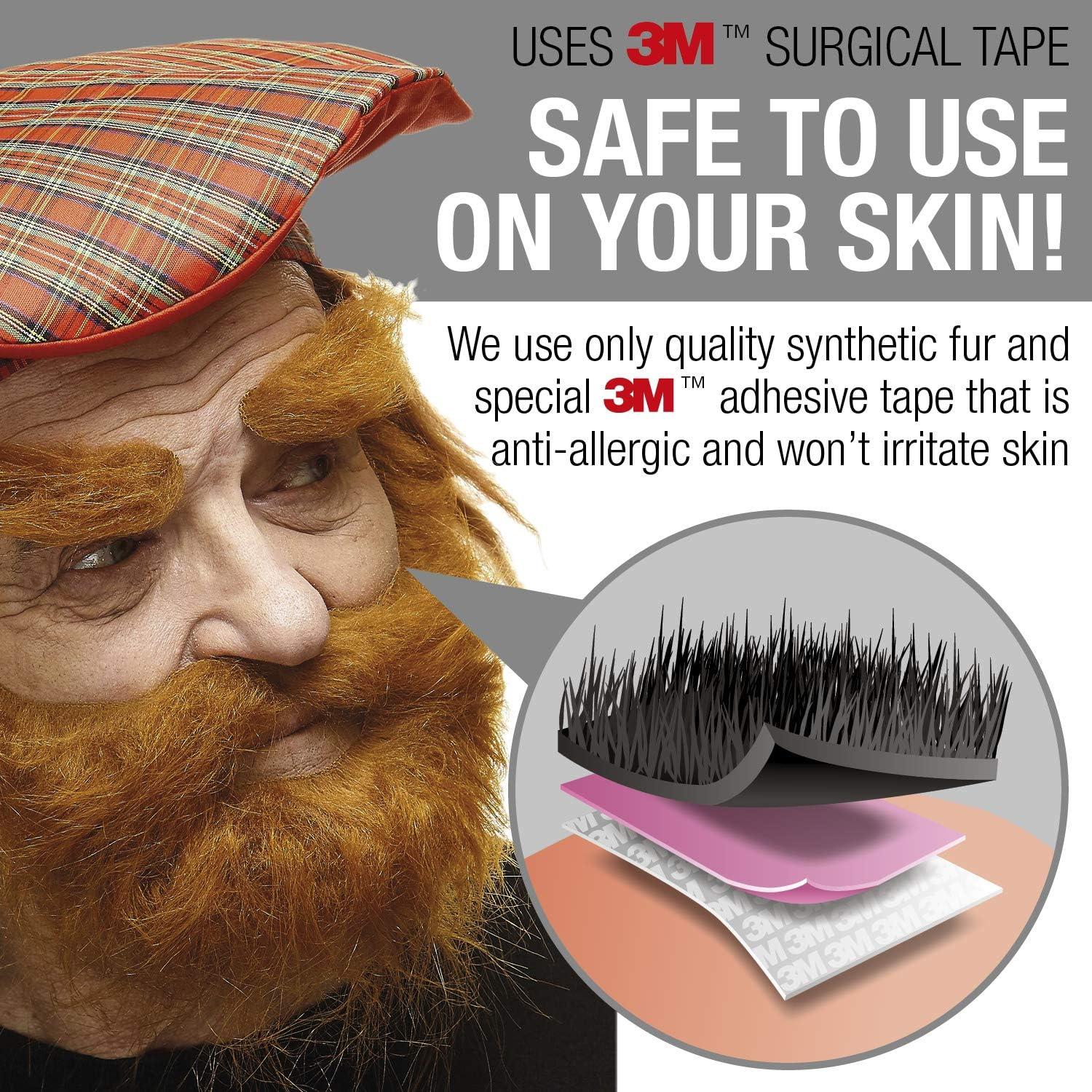 Bigote Autoadhesivo Realista Bigotes Jengibre 40x24cm