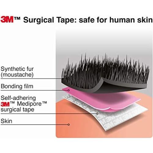 Bigote Autoadhesivo Realista Bigotes Jengibre 40x24cm