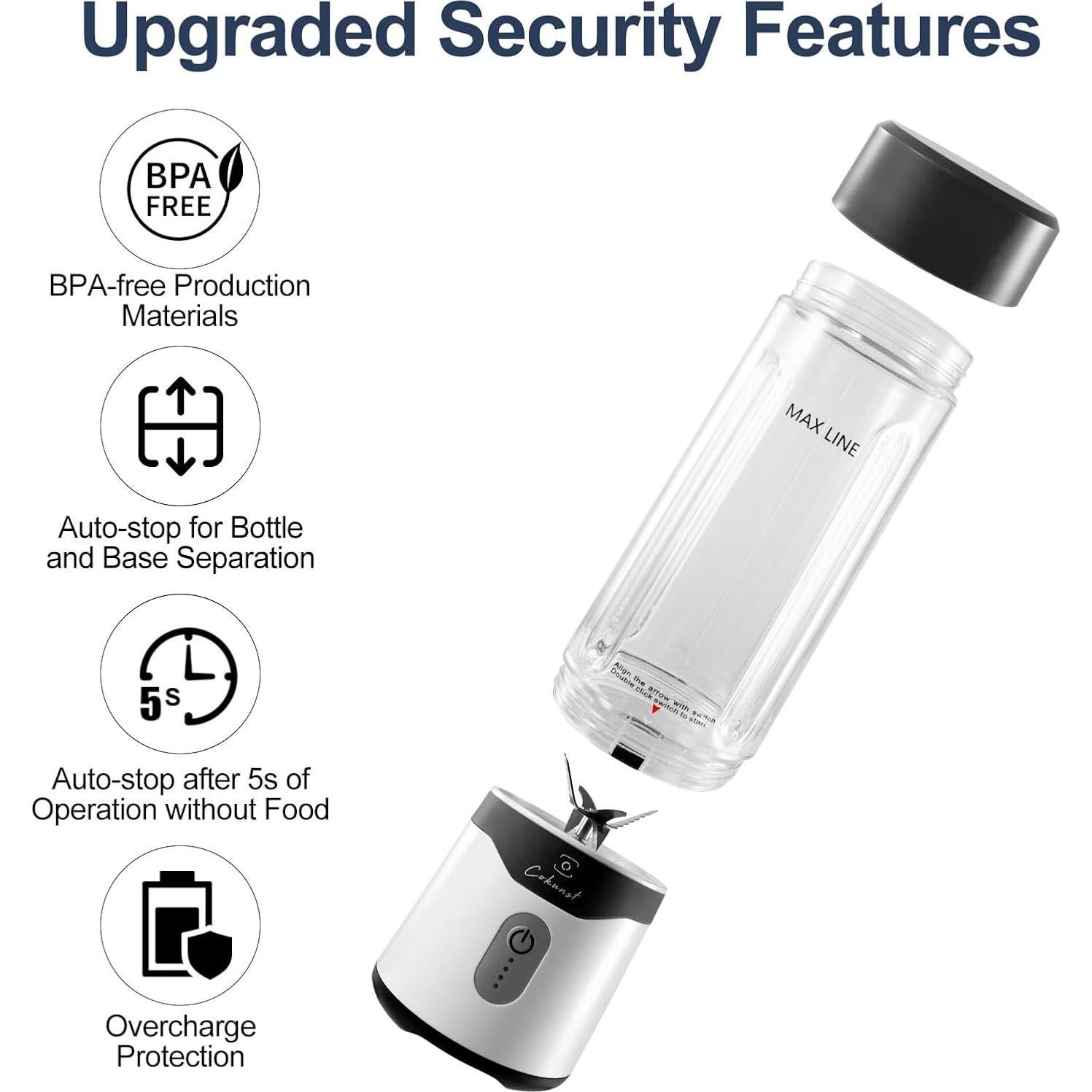 Licuadora Portátil COKUNST PSB-4-BK 530ml USB para Batidos