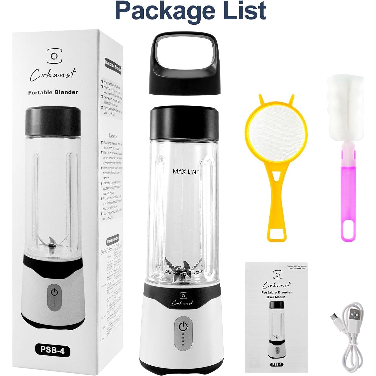 Licuadora Portátil COKUNST PSB-4-BK 530ml USB para Batidos