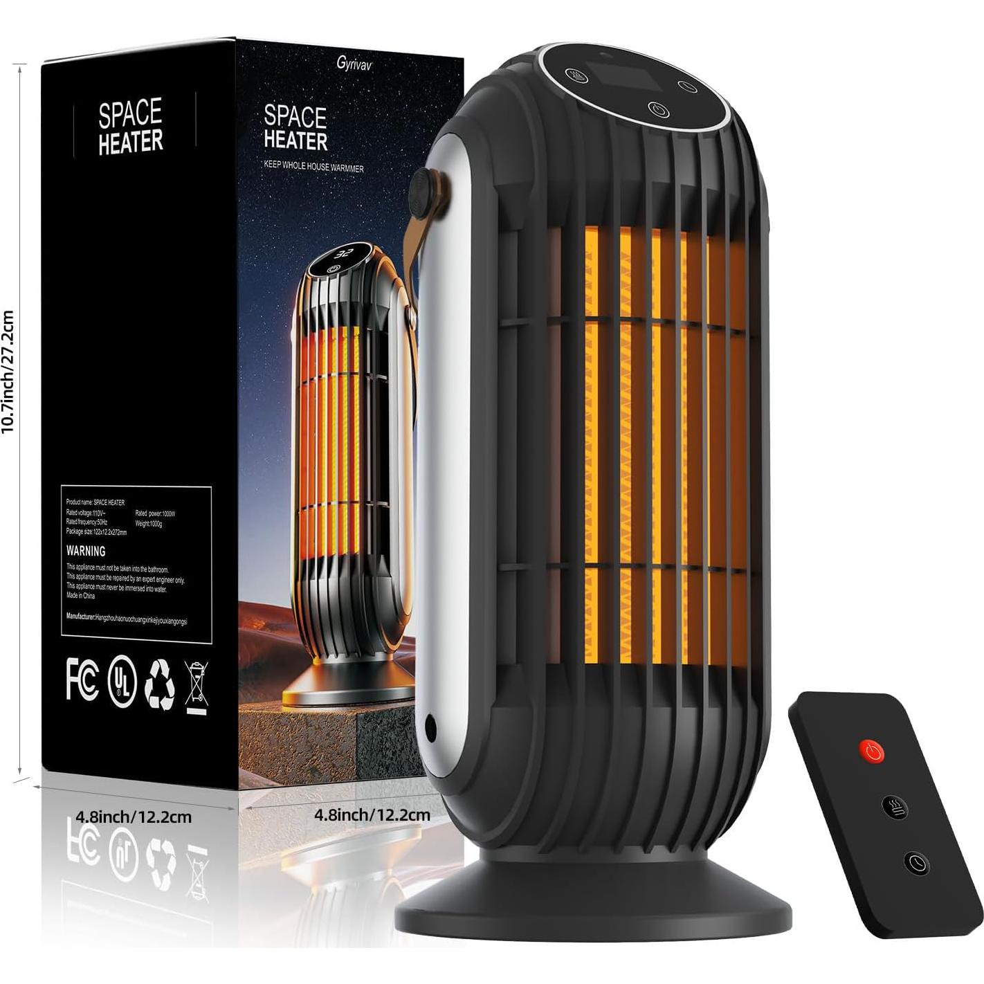 Calentador Eléctrico Gyrivav 1500W Portátil con Control Remoto