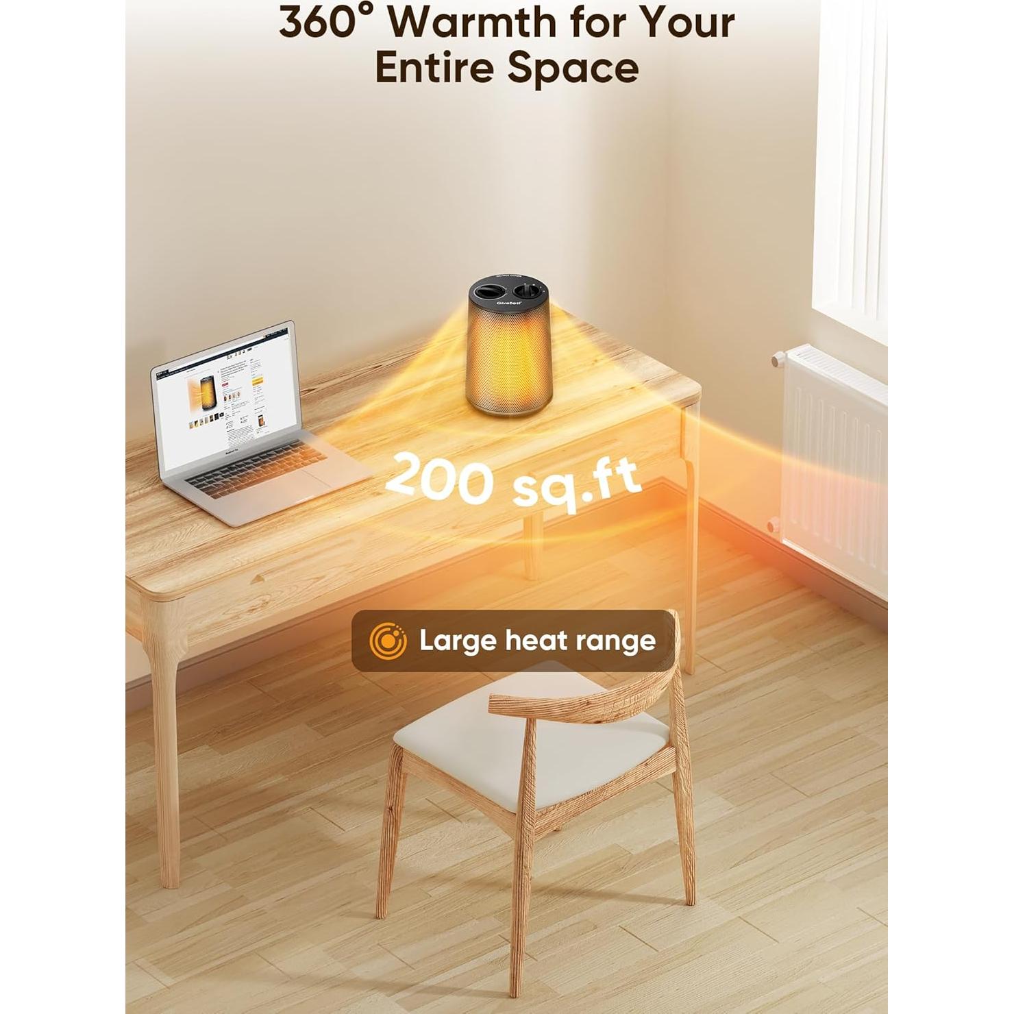 Calentador Portátil Eléctrico GiveBest DNF-1802 1500W Negro