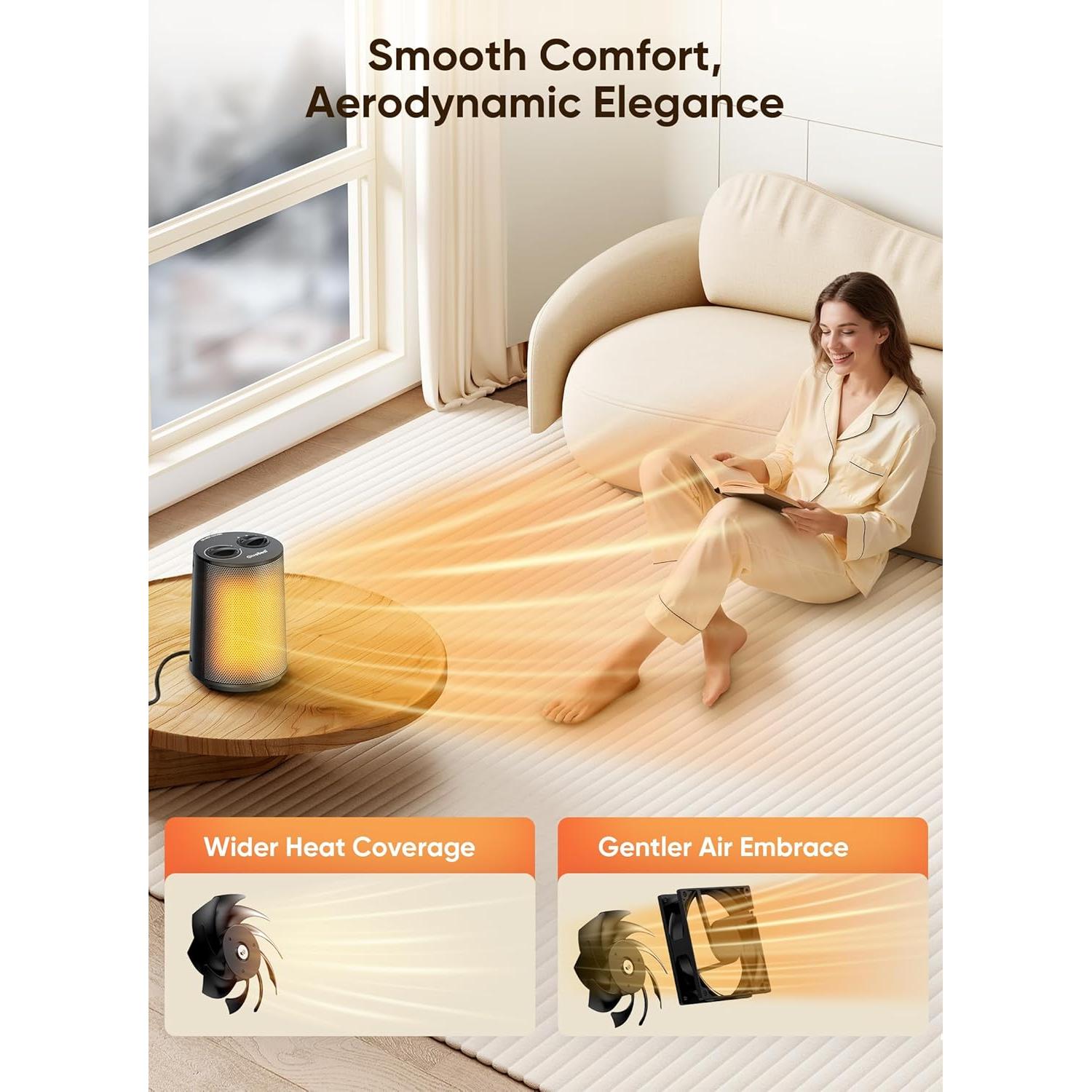 Calentador Portátil Eléctrico GiveBest DNF-1802 1500W Negro