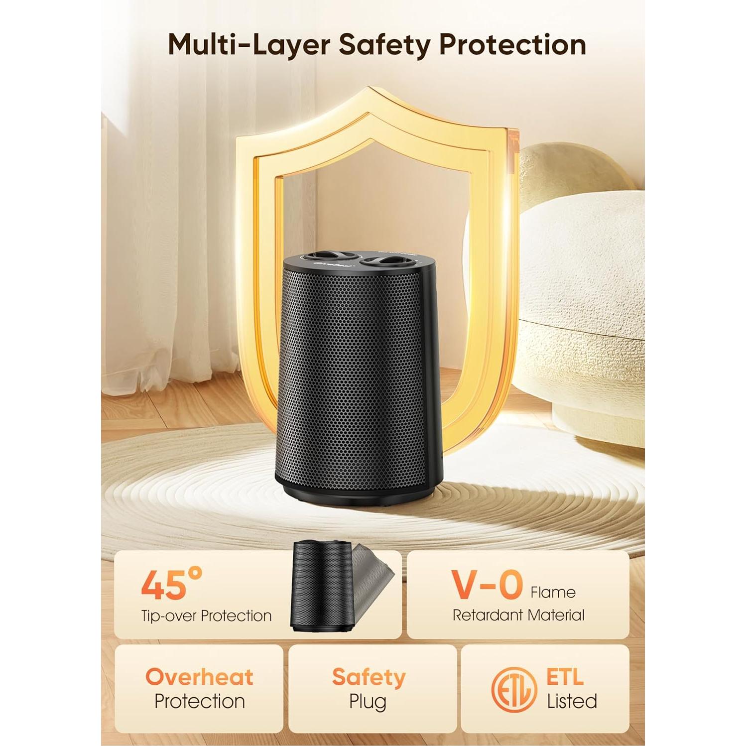 Calentador Portátil Eléctrico GiveBest DNF-1802 1500W Negro