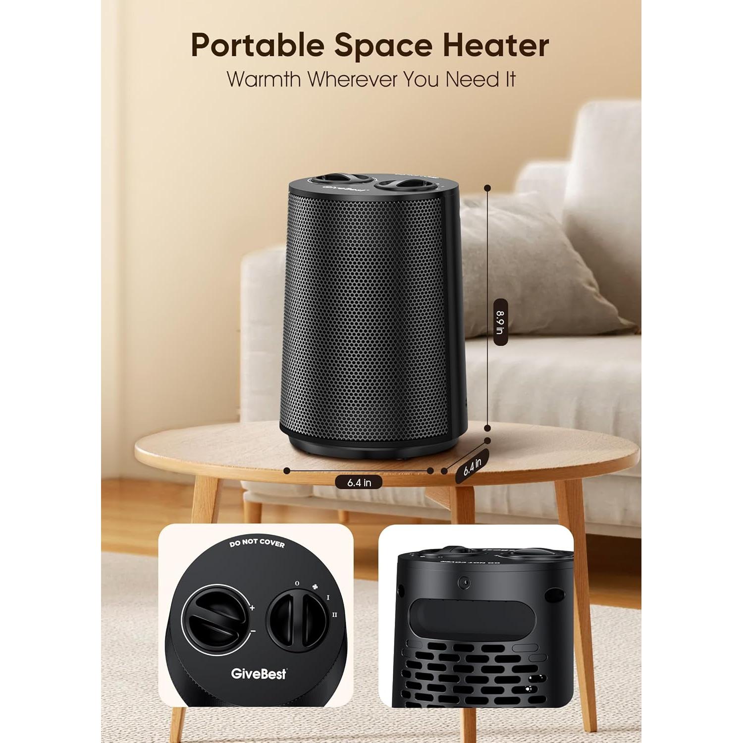 Calentador Portátil Eléctrico GiveBest DNF-1802 1500W Negro