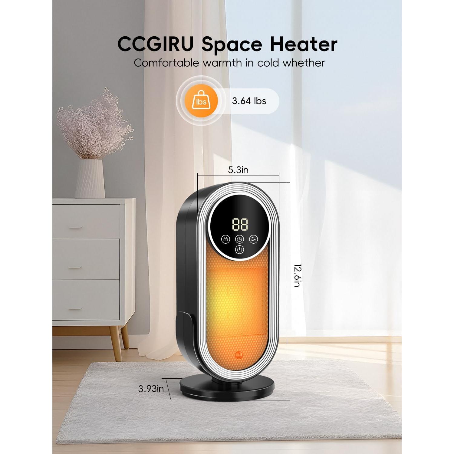 Calentador Eléctrico CCGIRU 1500W PTC Portátil con Control Remoto