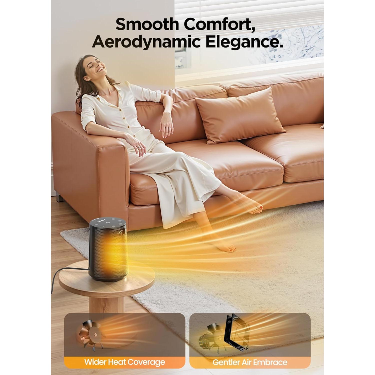 Calentador Eléctrico Portátil GiveBest PTC 1500W Oscilante 70°