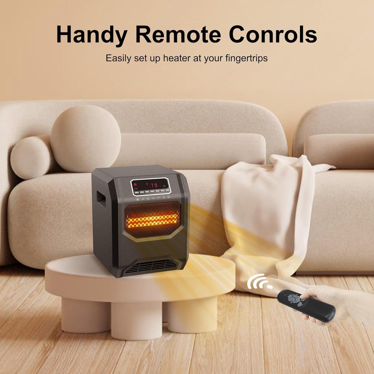 Calentador Eléctrico Infrarrojo WEWARM 1500W 3 Modos con Control Remoto