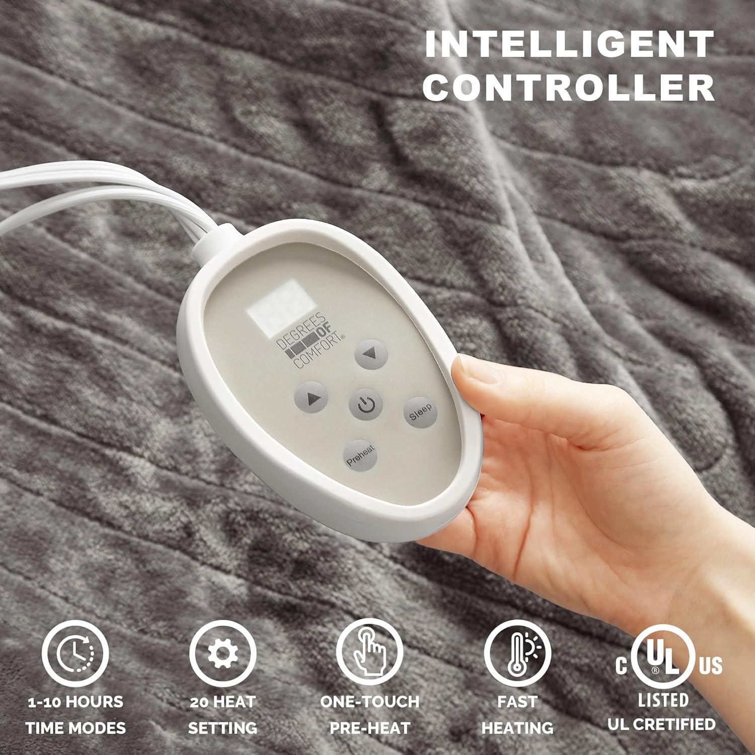 Manta Calentable Lavable Degrees of Comfort Individual Gris