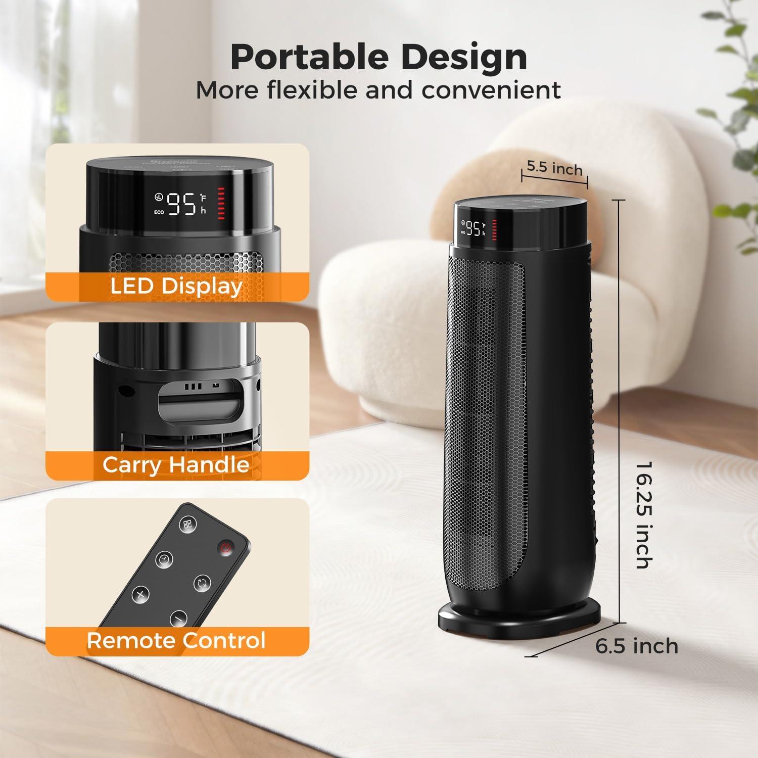 Calentador de espacio BREEZOME 1500W con control remoto y termostato