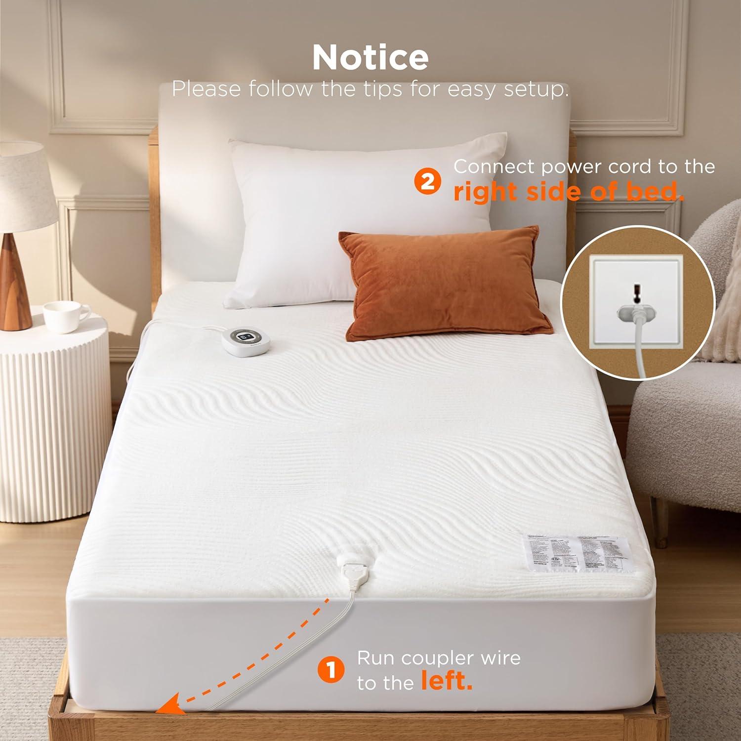 Cubre Colchón Calefaccionado Bedsure Twin 100W 10 Niveles Calor