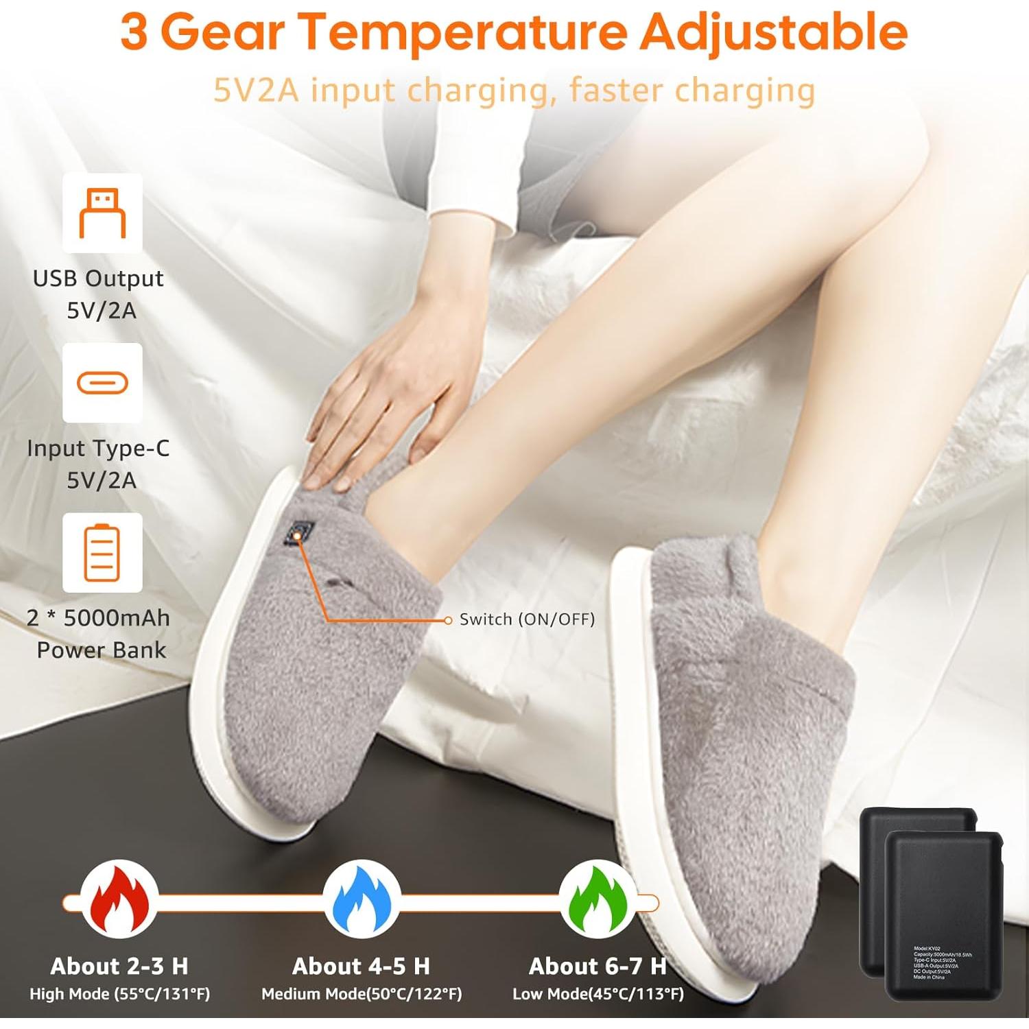 Zapatillas Calentadas Eléctricas Vilante Unisex 3 Niveles T. 45-55°C