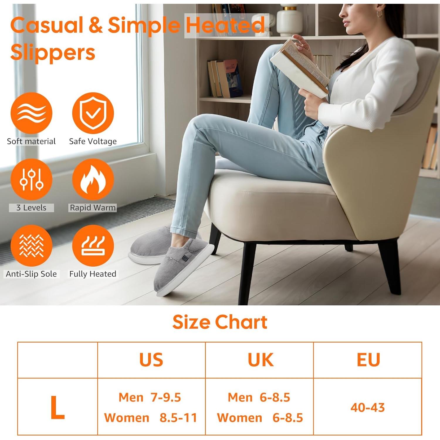 Zapatillas Calentadas Eléctricas Vilante Unisex 3 Niveles T. 45-55°C